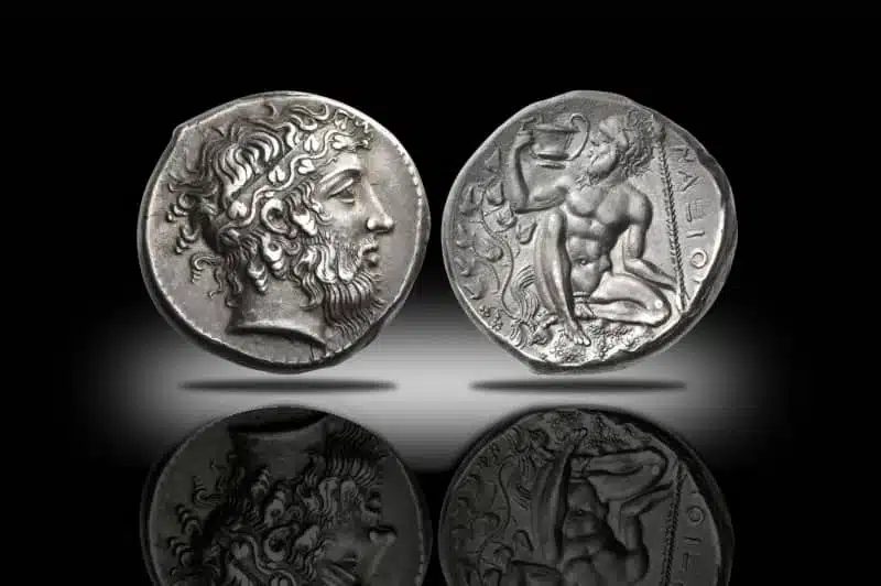Tétradrachme grec en argent, avers et revers